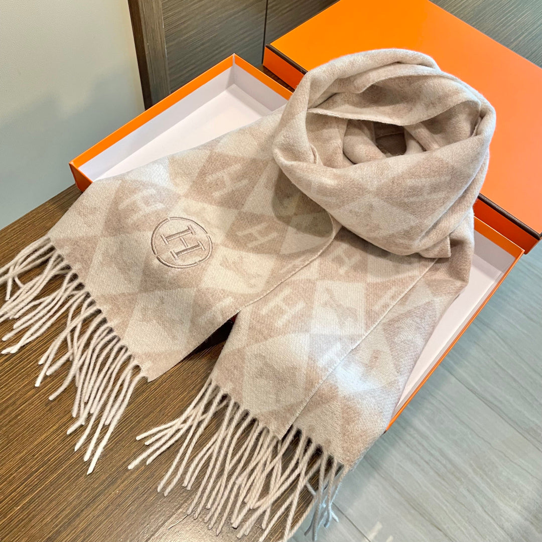 HM 25s Reversible Scarf 200cm Beige Cashmere 960512