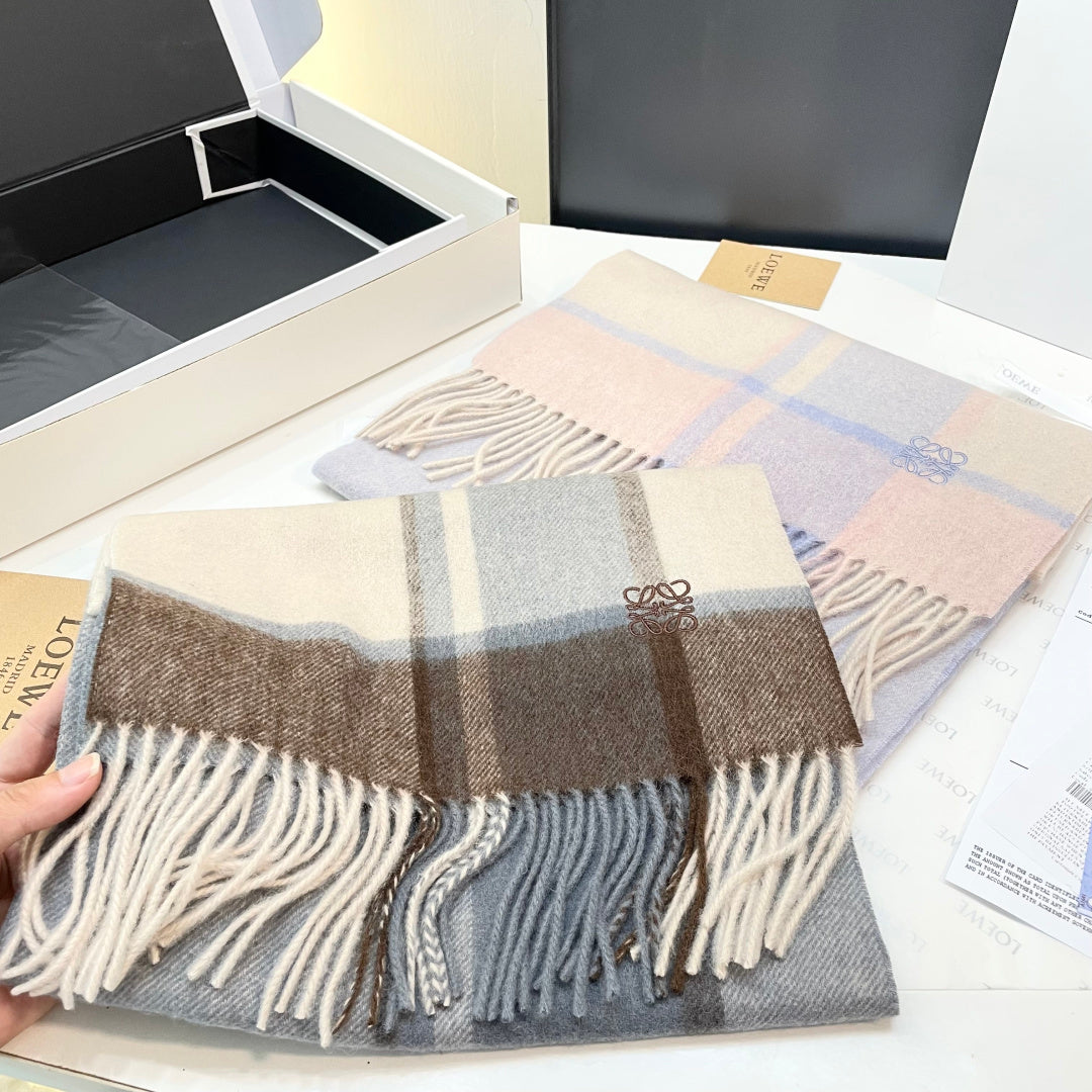 Loewe Scarf 180CM  Light Brown Gray Cashmere 969303