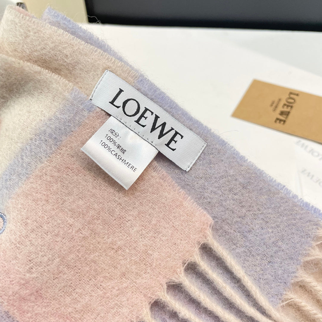Loewe Scarf 180CM  Light Blue Beige Cashmere 969304