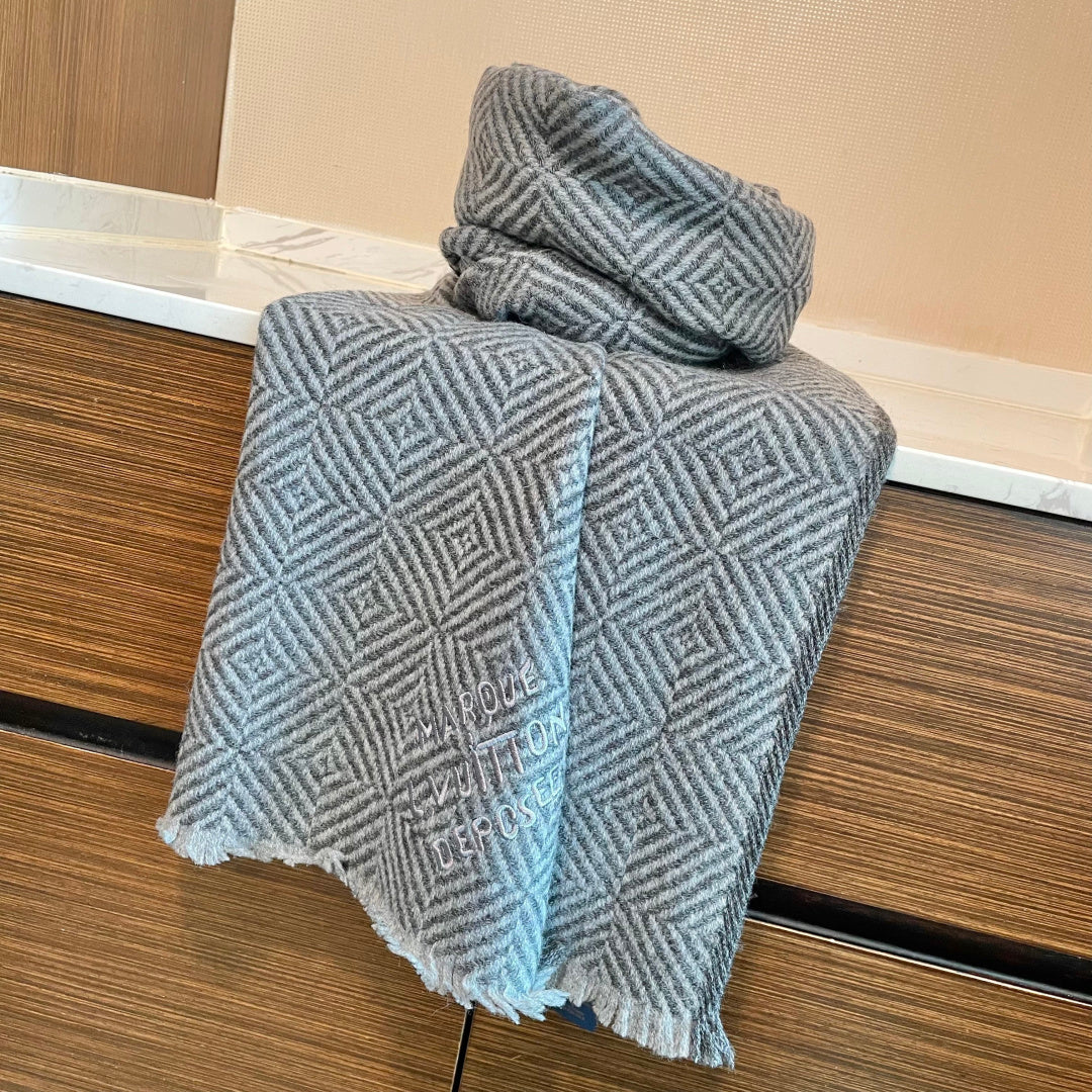 LV Exclusive Scarf 200cm Gray Cashmere 976320