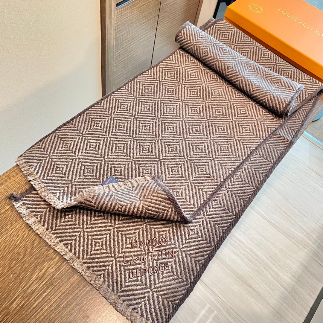 LV Exclusive Scarf 200cm Brown Cashmere 976321