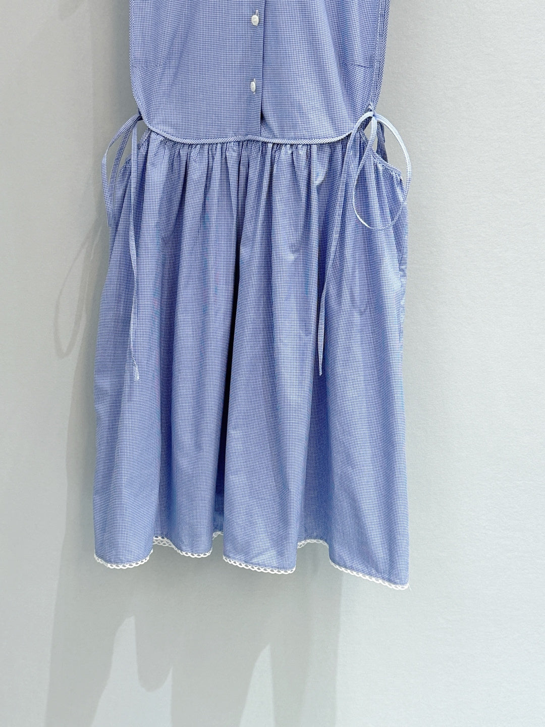 Miu Miu 2026 Plaid Sleeveless Dress Blue Cotton