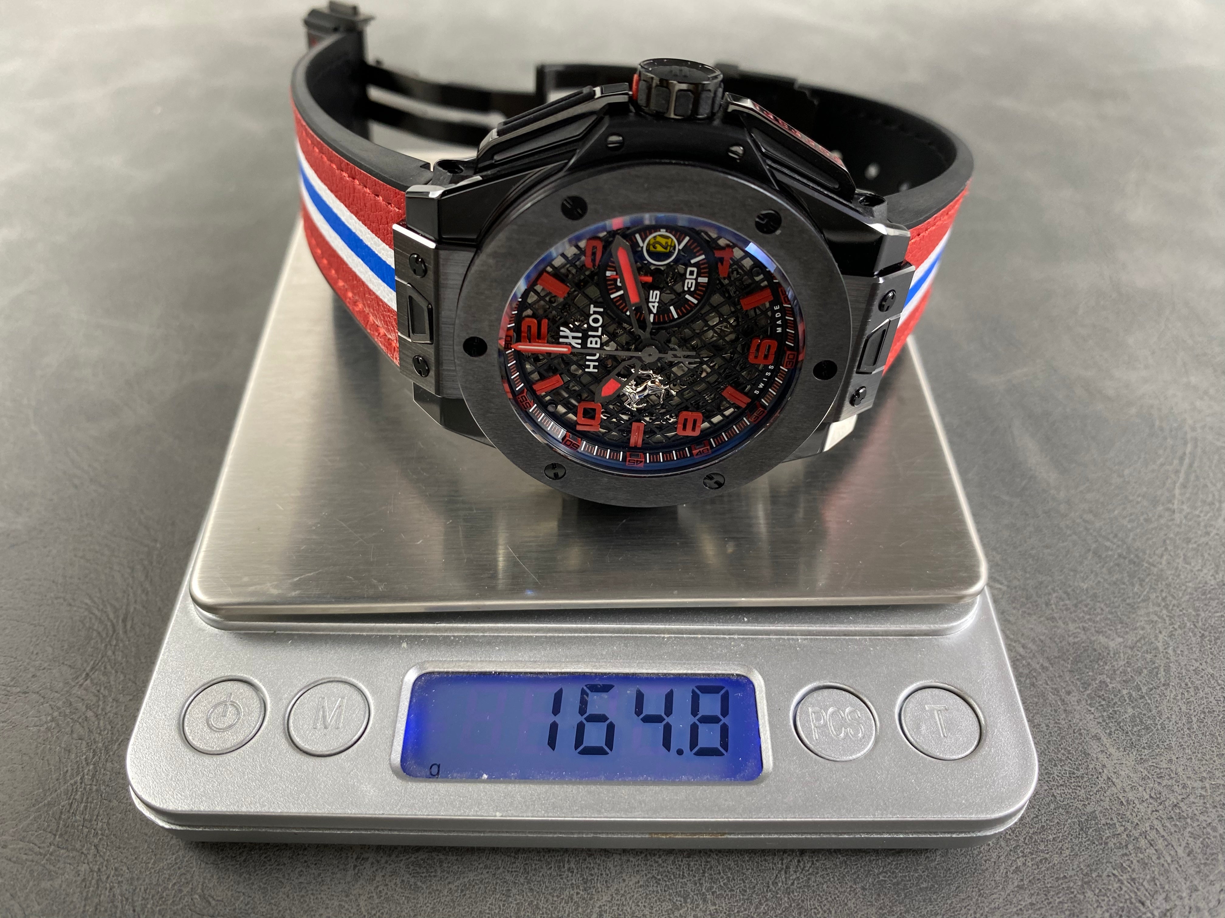 Hublot Big Bang Ferrari Ceramic Watch 45mm Red Blue Leather Strap