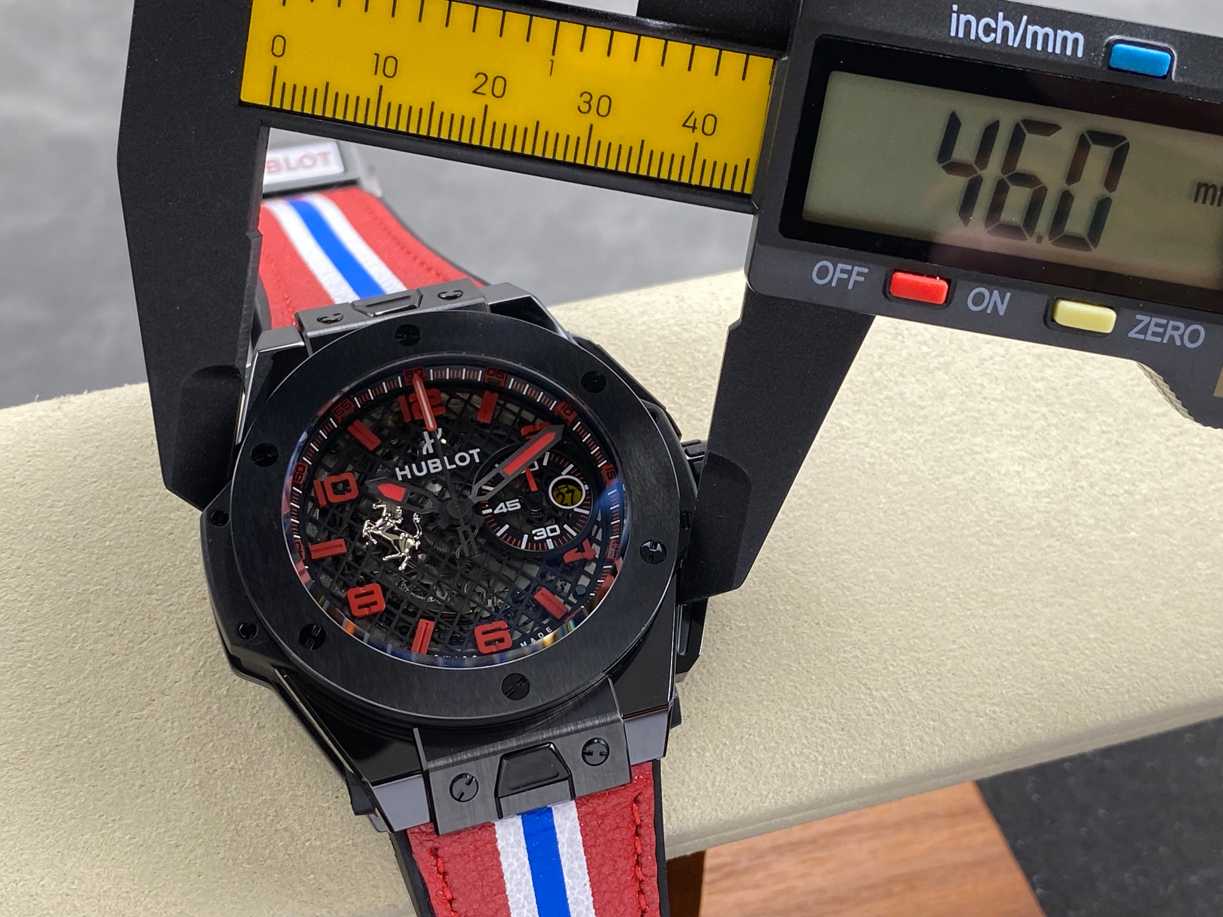 Hublot Big Bang Ferrari Ceramic Watch 45mm Red Blue Leather Strap