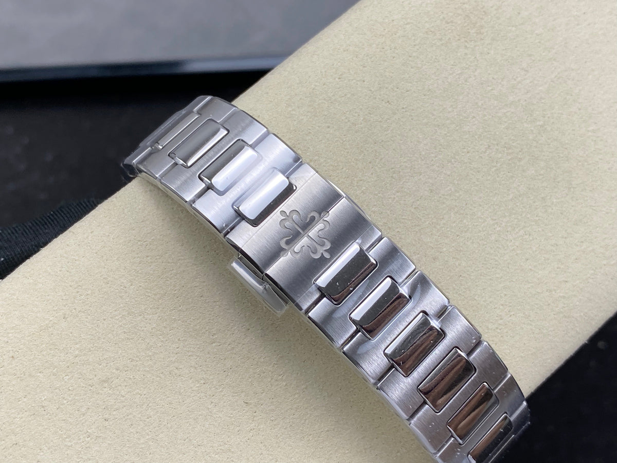 Patek Philippe Nautilus 35mm Black Gray Dial Sliver Case Diamond Bezel