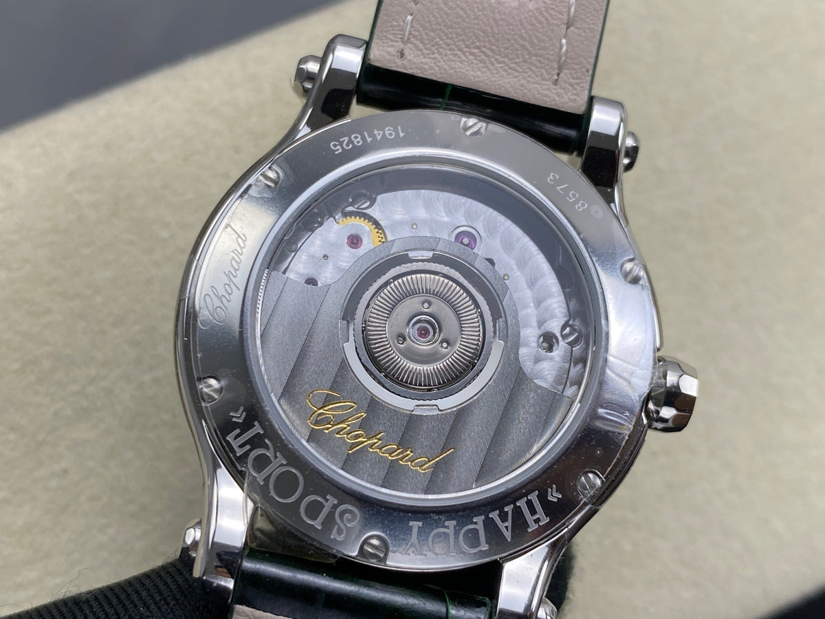 Chopard Happy Sport 30mm Green Diamond Dial Black Green Leather
