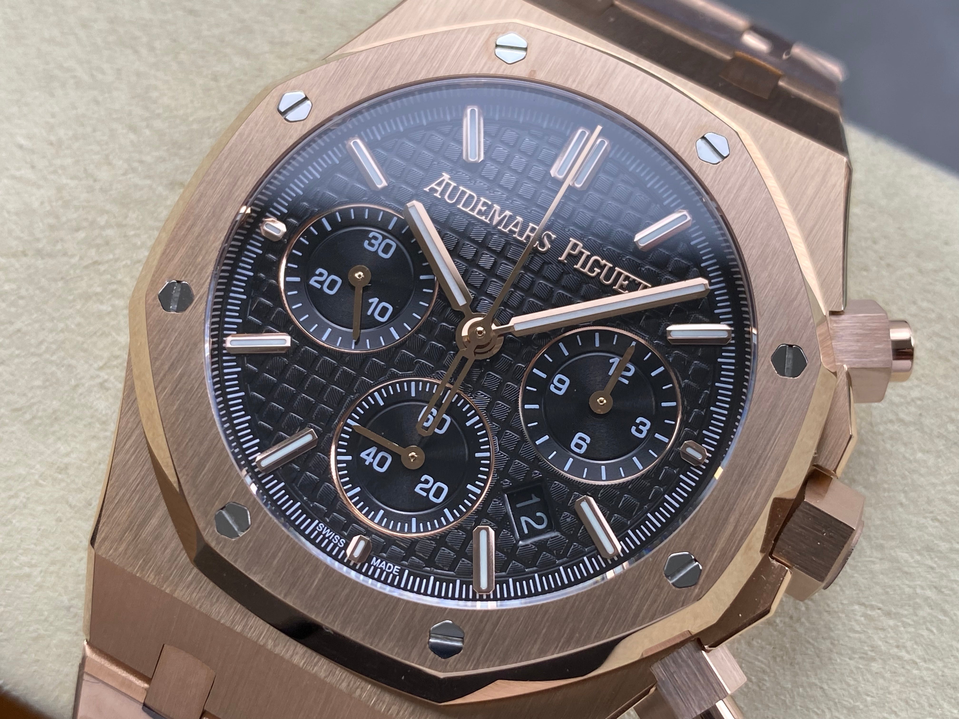 Audemars Piguet Royal Oak Chronograph Rose Gold Black Dial