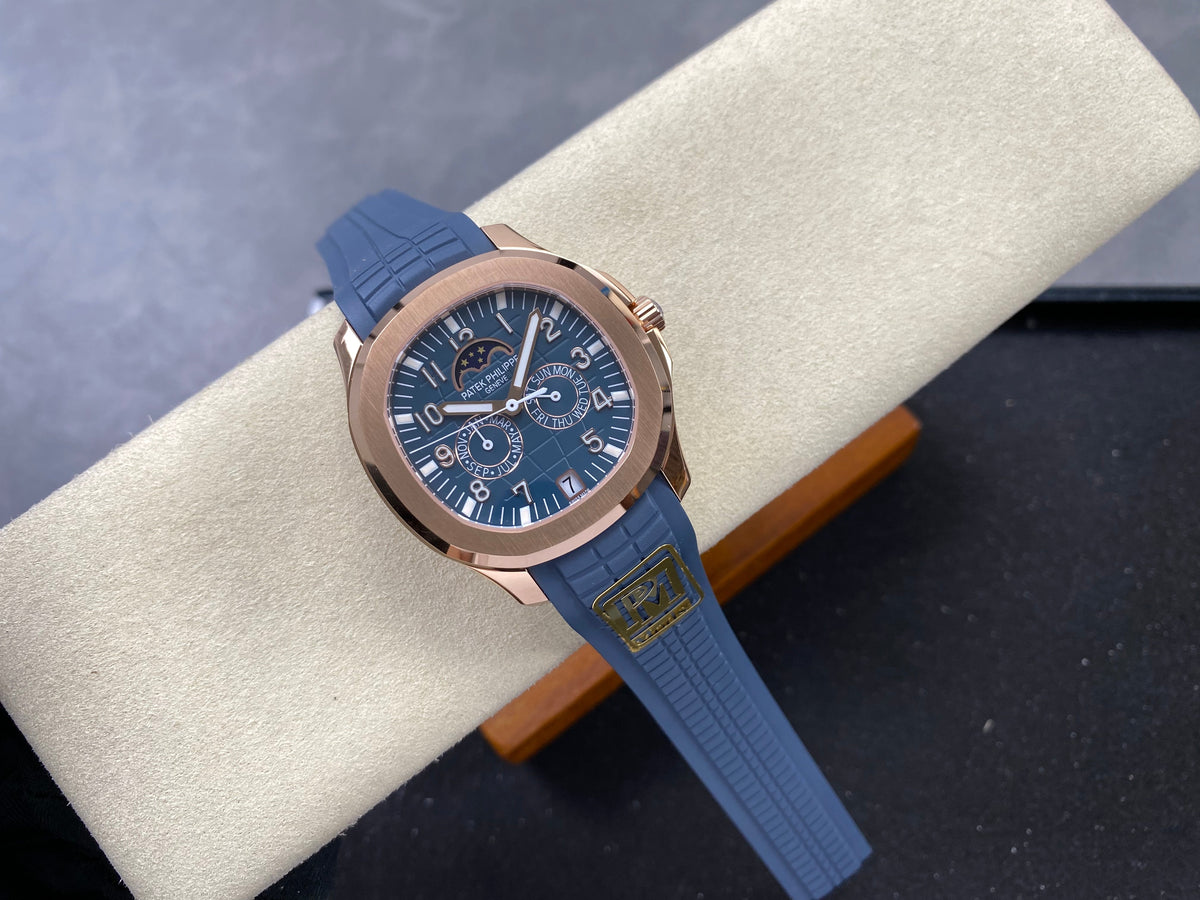 Patek Philippe Aquanaut Luce Annual Calendar 40mm Rose Gold Case Blue Rubber Strap