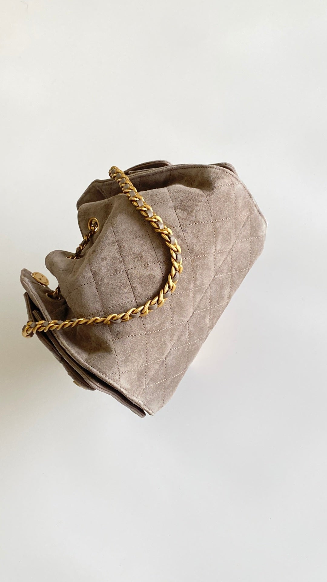 Chanel 2026 Hobo Bag 22cm Light Grey Suede