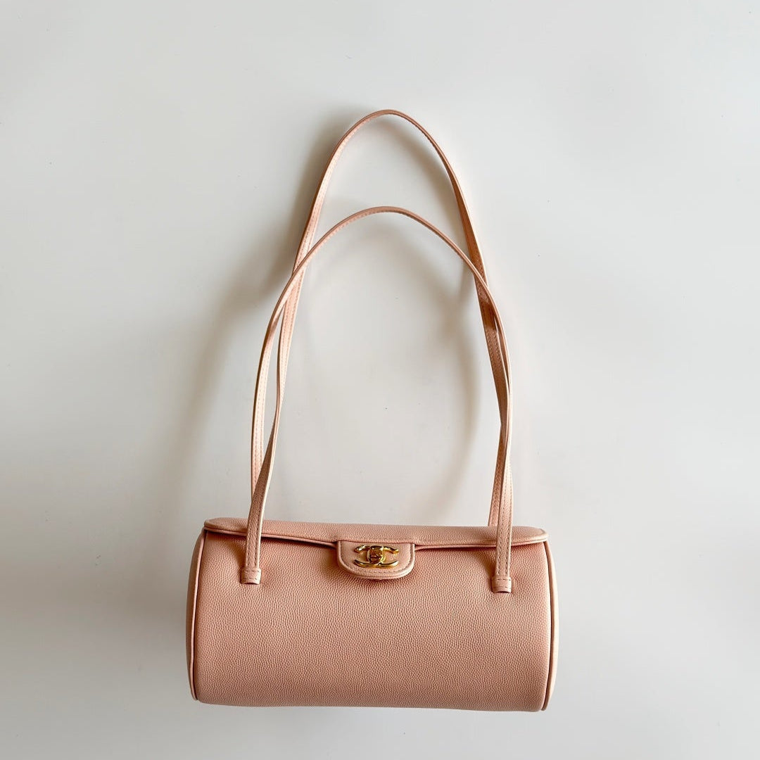 Chanel 2026 Bowling Ball Cylinder Bag Pink Caviar Leather