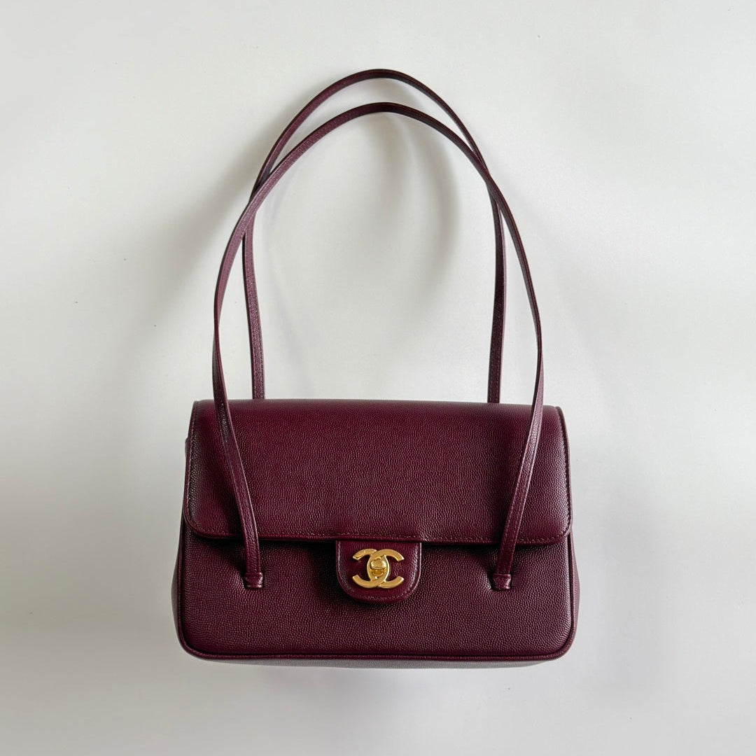 Chanel 26 Shoulder Bag 22 Burgundy Caviar Leather