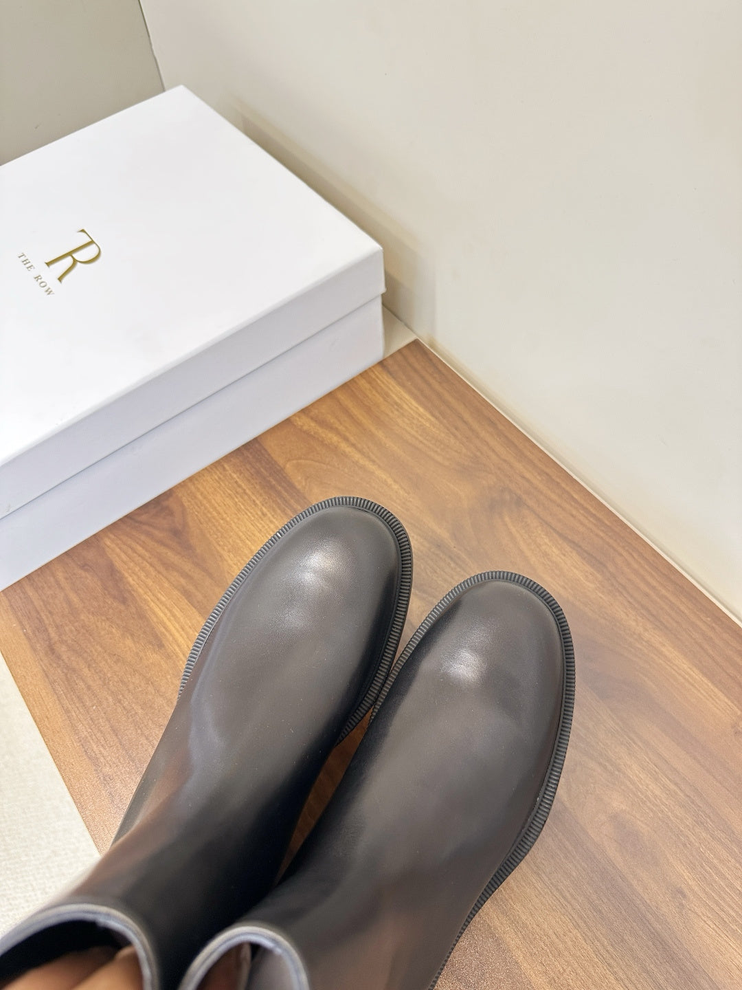 The Row 2025 Zipper Combat Boot Black Lambskin 572084