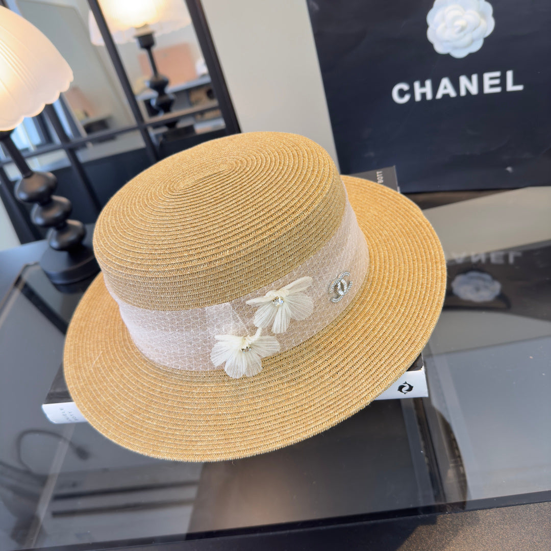 Chanel Lace Flower Straw Hat 323563