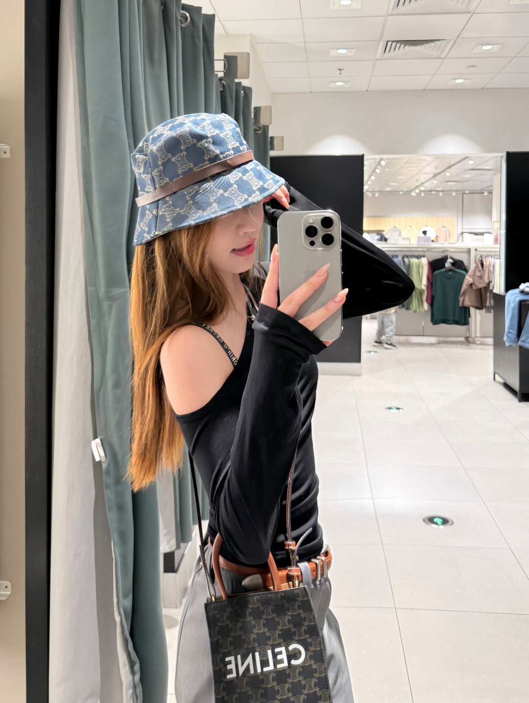 Celine Bucket Hat Blue Cotton 262199