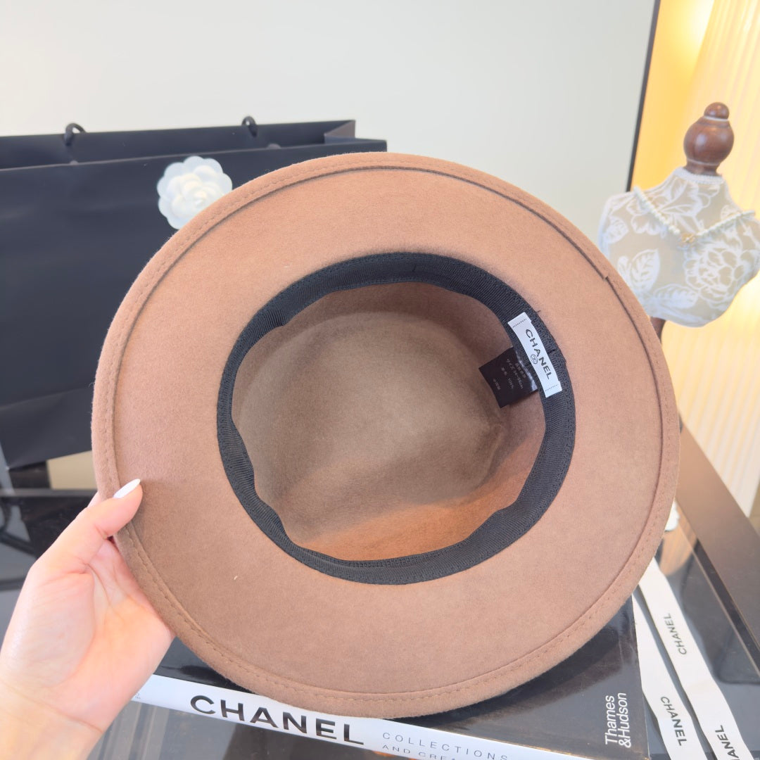 Chanel Polka-Dot Ribbon Cashmere Flat-Top Hat 491493
