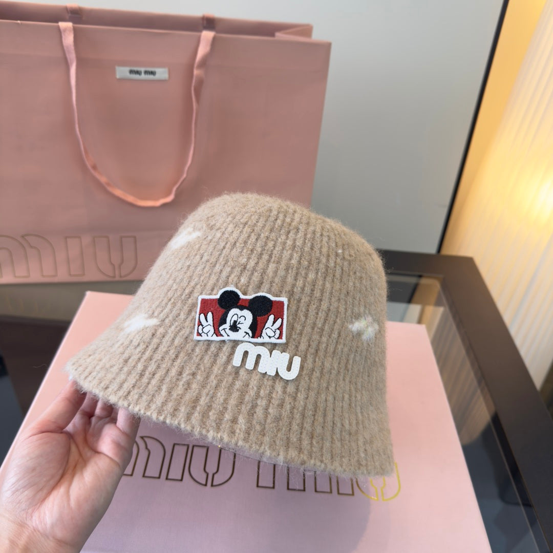Miu Miu Wool Bucket Hat With Cartoon Character 477554