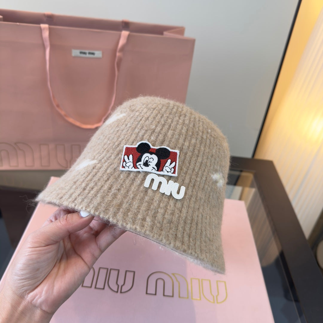 Miu Miu Wool Bucket Hat With Cartoon Character 477554