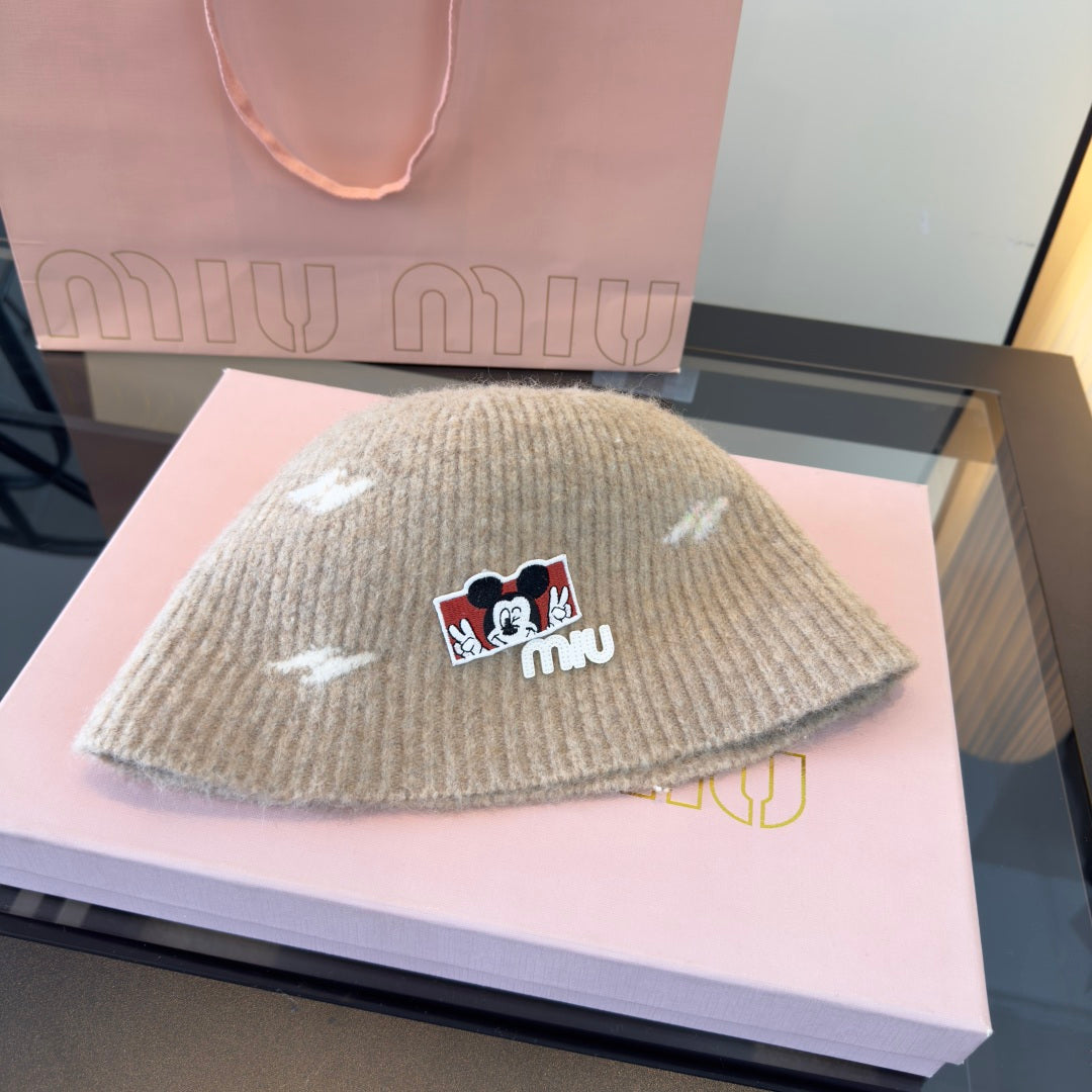 Miu Miu Wool Bucket Hat With Cartoon Character 477554