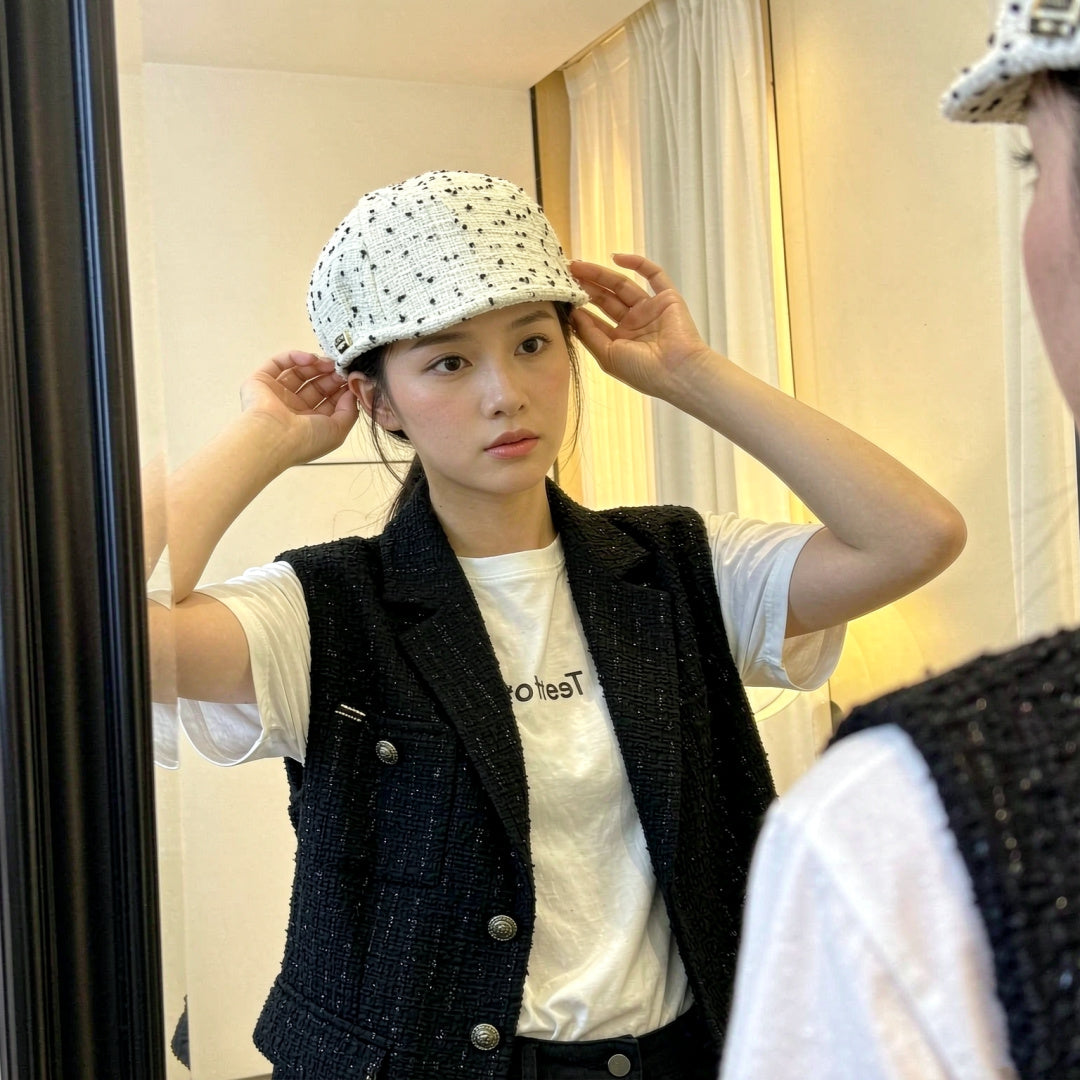 Chanel Tweed Baseball Hat 491578