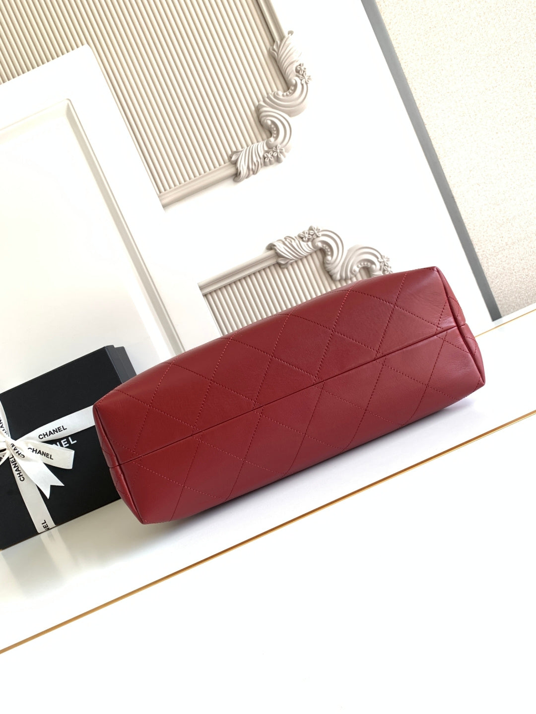 Chanel 2026 Stitched Shopping Bag 36cm Red Calfskin 348239