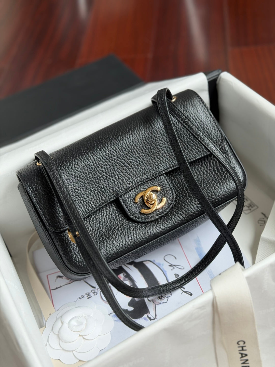 Chanel 2026 Mini Flap Bag 20cm Denim And Grained Calfskin