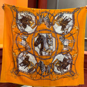 HM 25s Radiant Scarf 200cm Orange Brown Cashmere Silk 962395