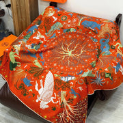 HM 25s Scarf 140cm Orange Colorful Cashmere Silk 962470