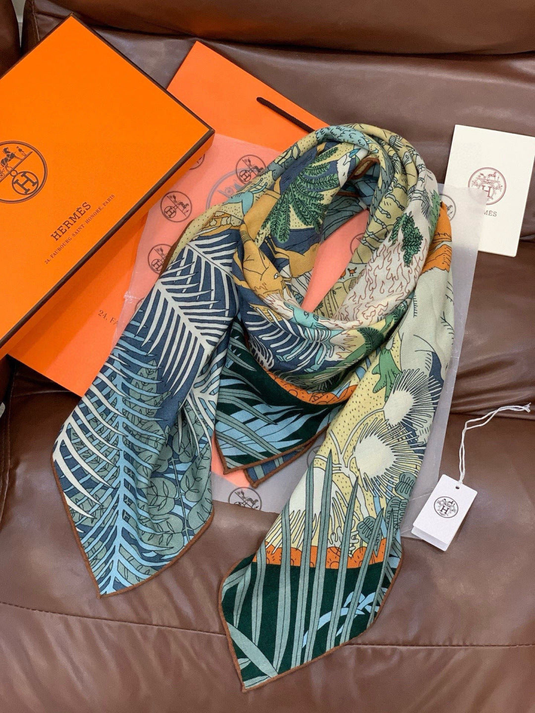 HM 25s The King Scarf 140cm Blue Green Cashmere 973044