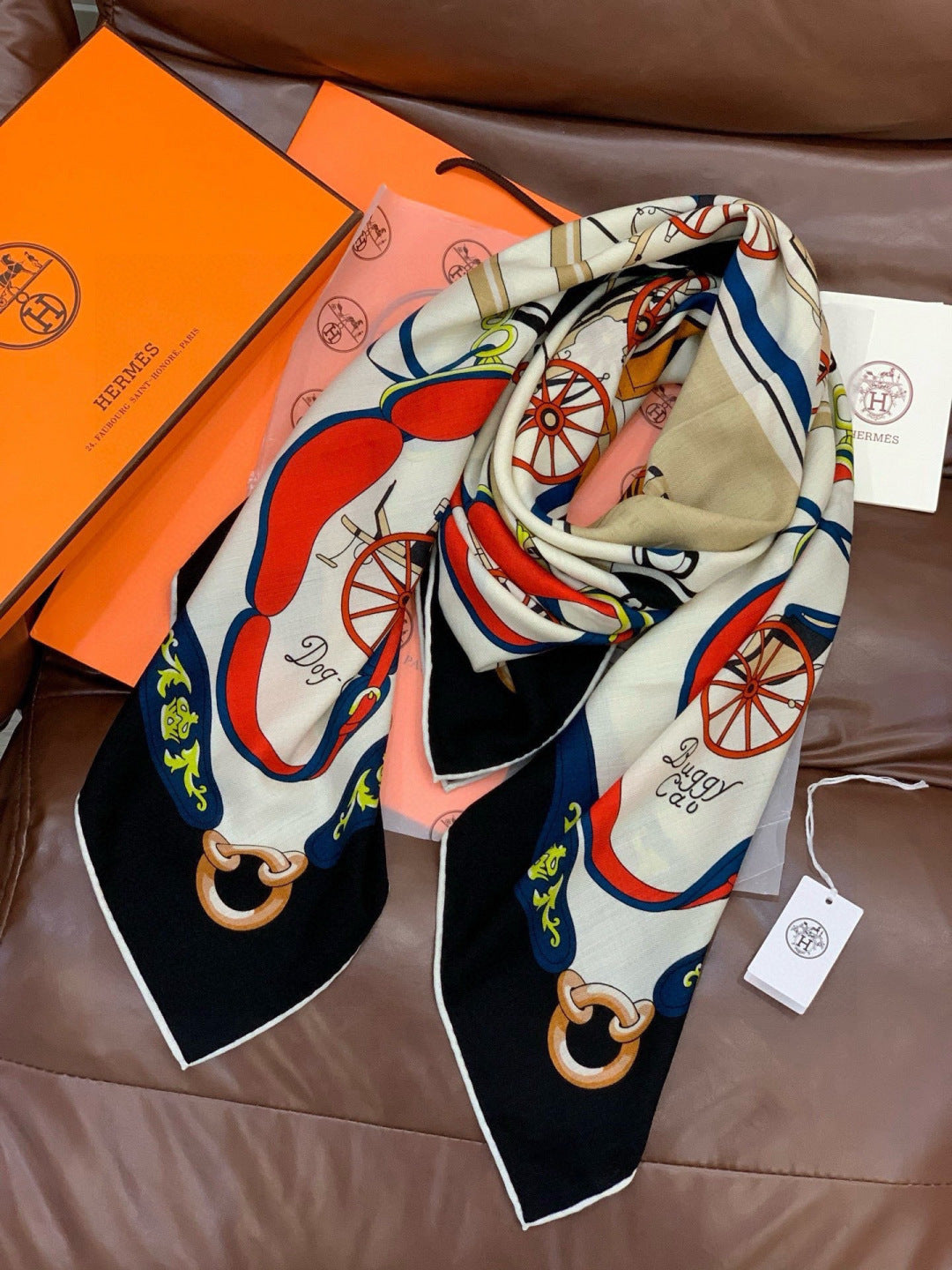 HM 25s The King Scarf 140cm Black White Colorful Cashmere 973051