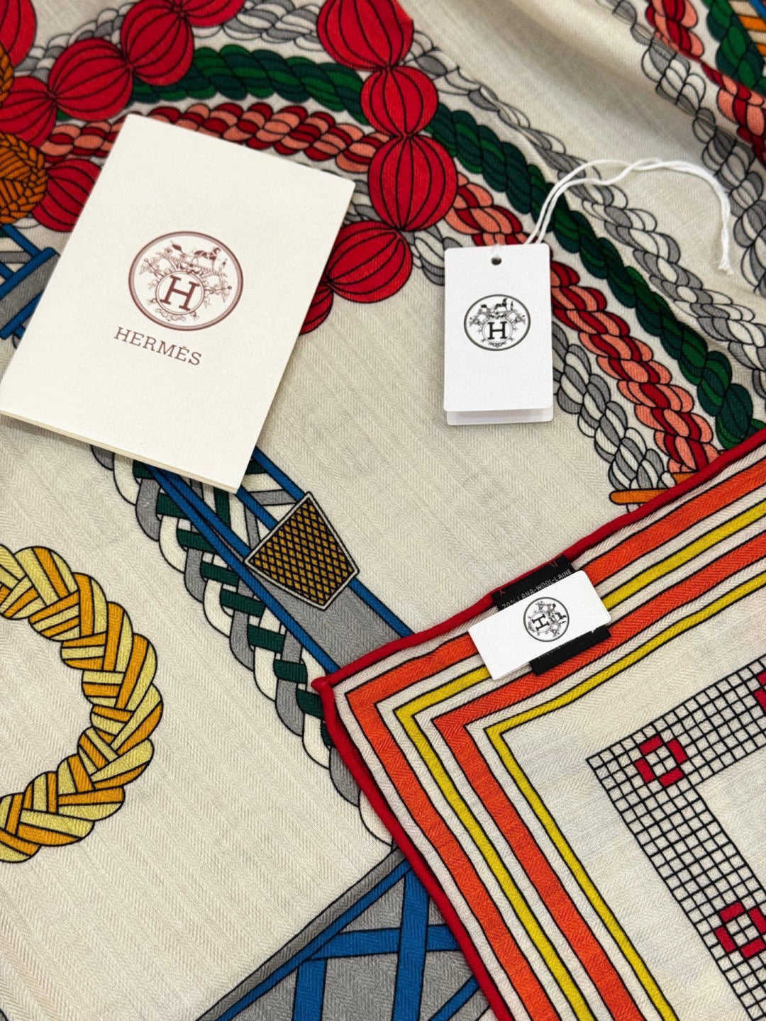 Hermès 2026 Tout en Tresse Scarf 140cm Colorful Silk And Cashmere 218144