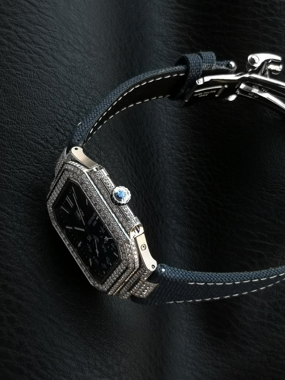 Patek Philippe Cubitus 45mm Diamond Case Blue Fabric Strap