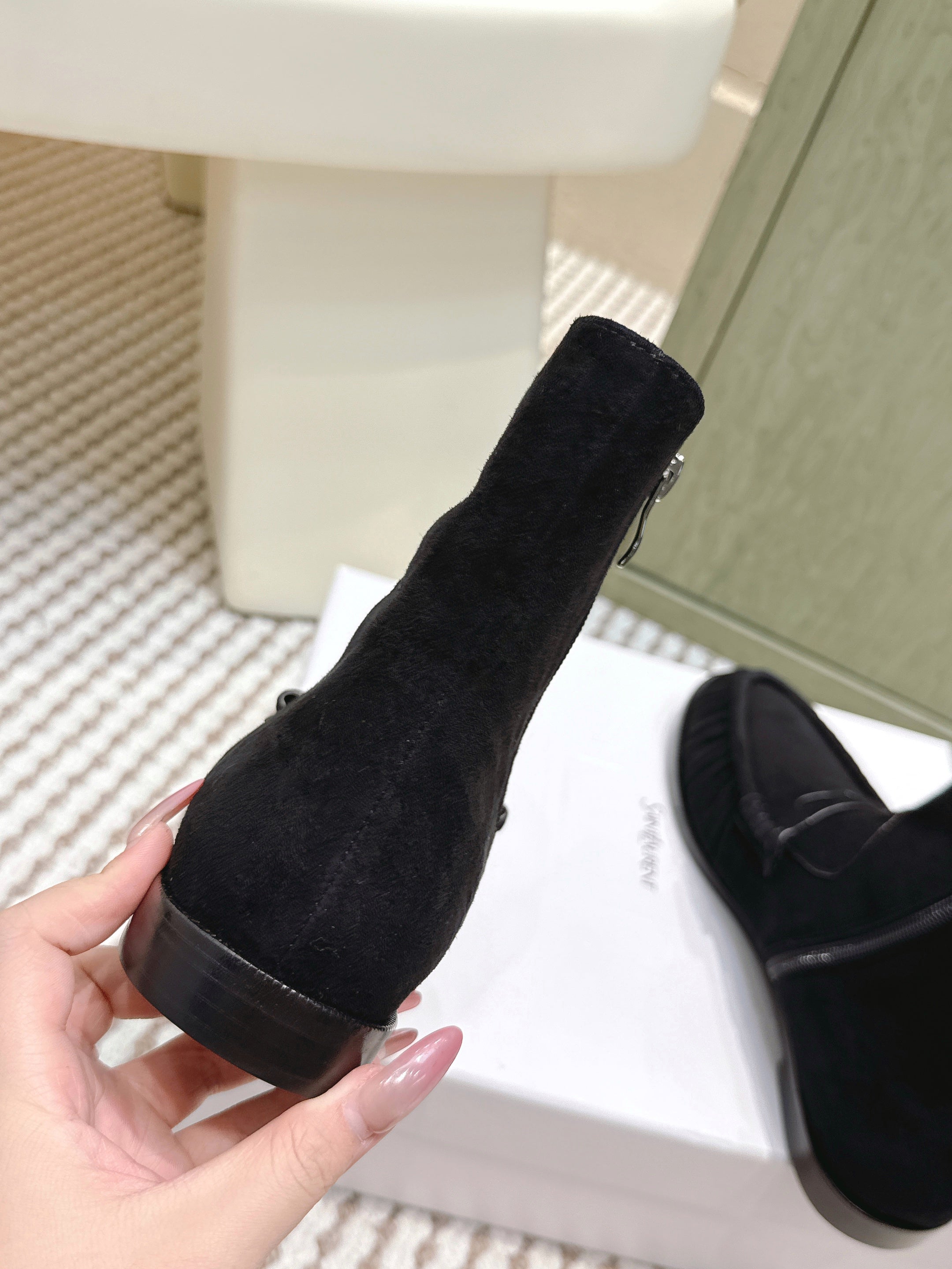 YSL 2025 High-top Loafer Black Suede 569417