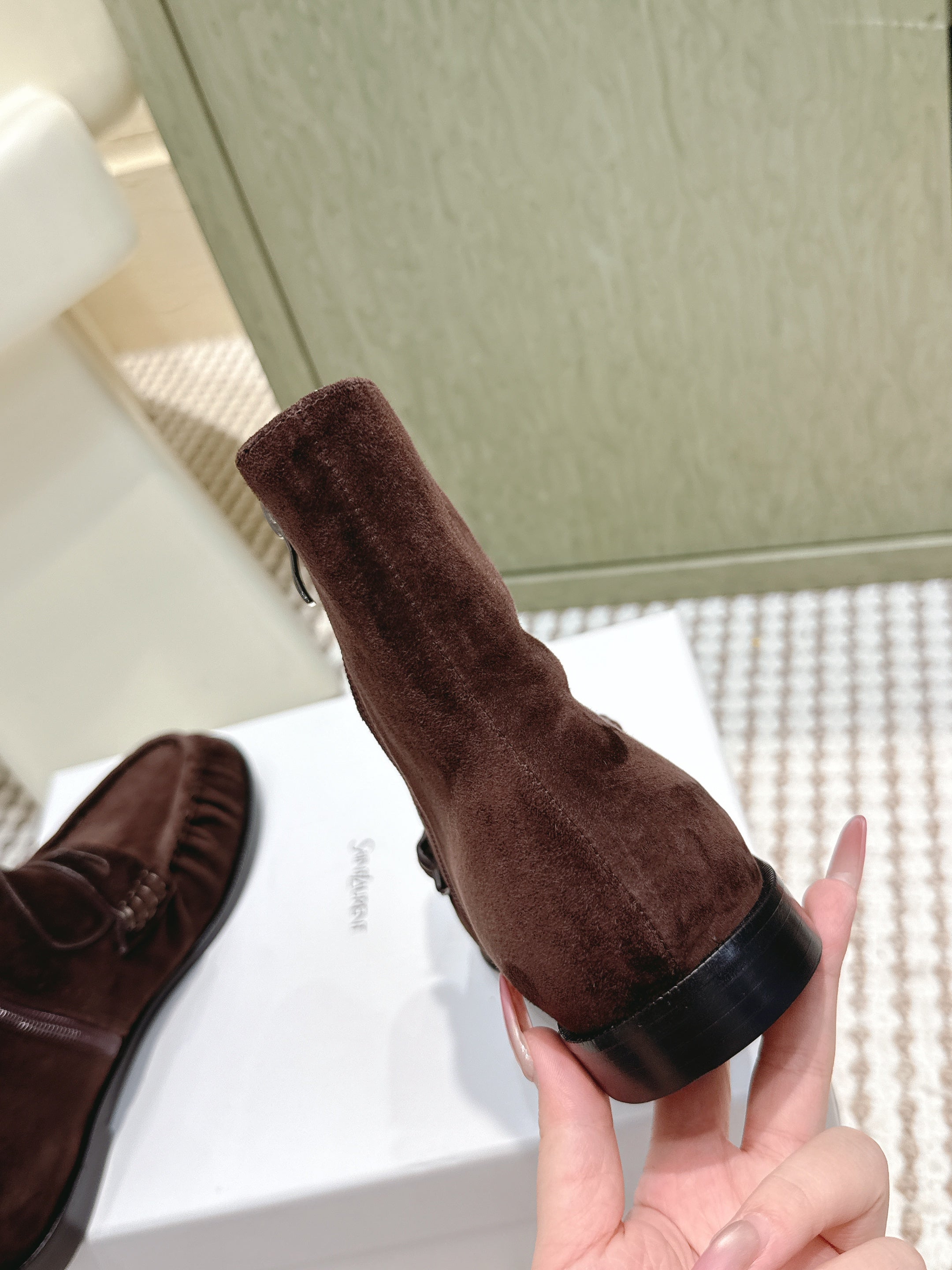 YSL 2025 High-top Loafer Brown Suede 569418