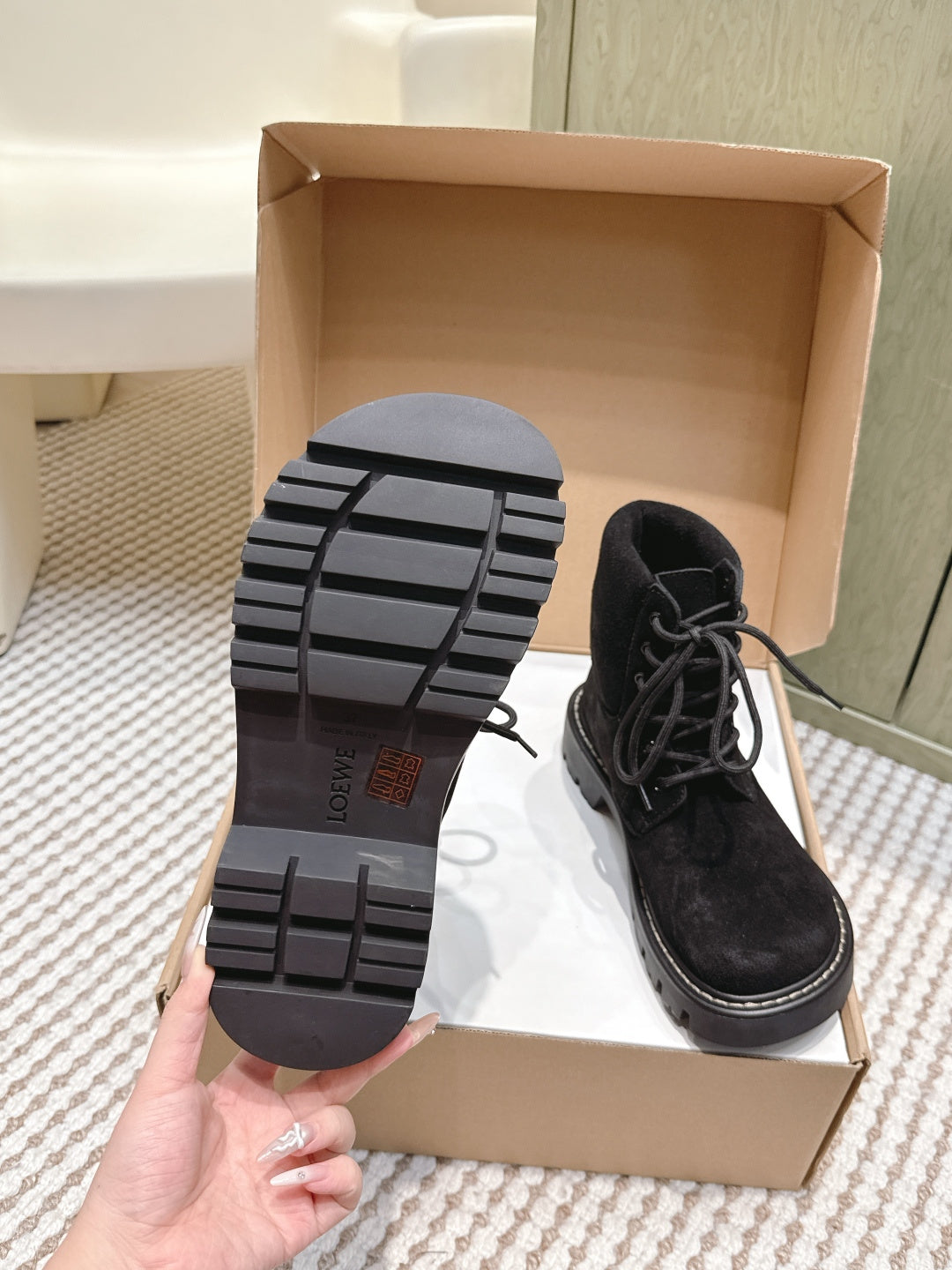 Loewe 2025 Sierra Ankle Boot Black Suede 556051