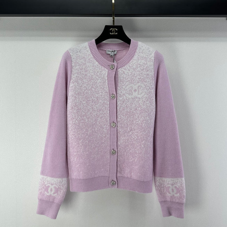 Chanel 2025 Knitted Cardigan Pink Wool 329297
