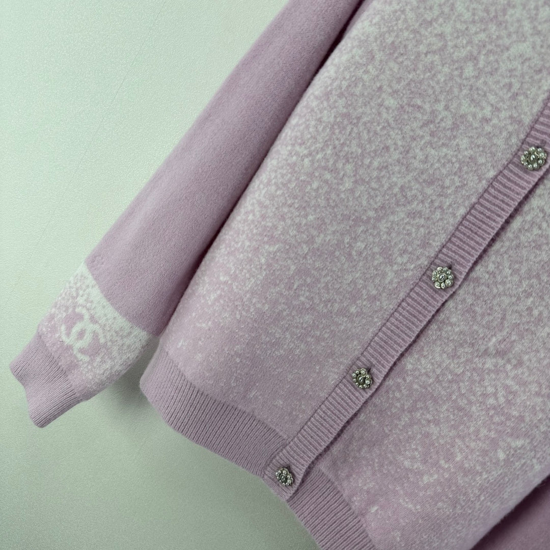 Chanel 2025 Knitted Cardigan Pink Wool 329297