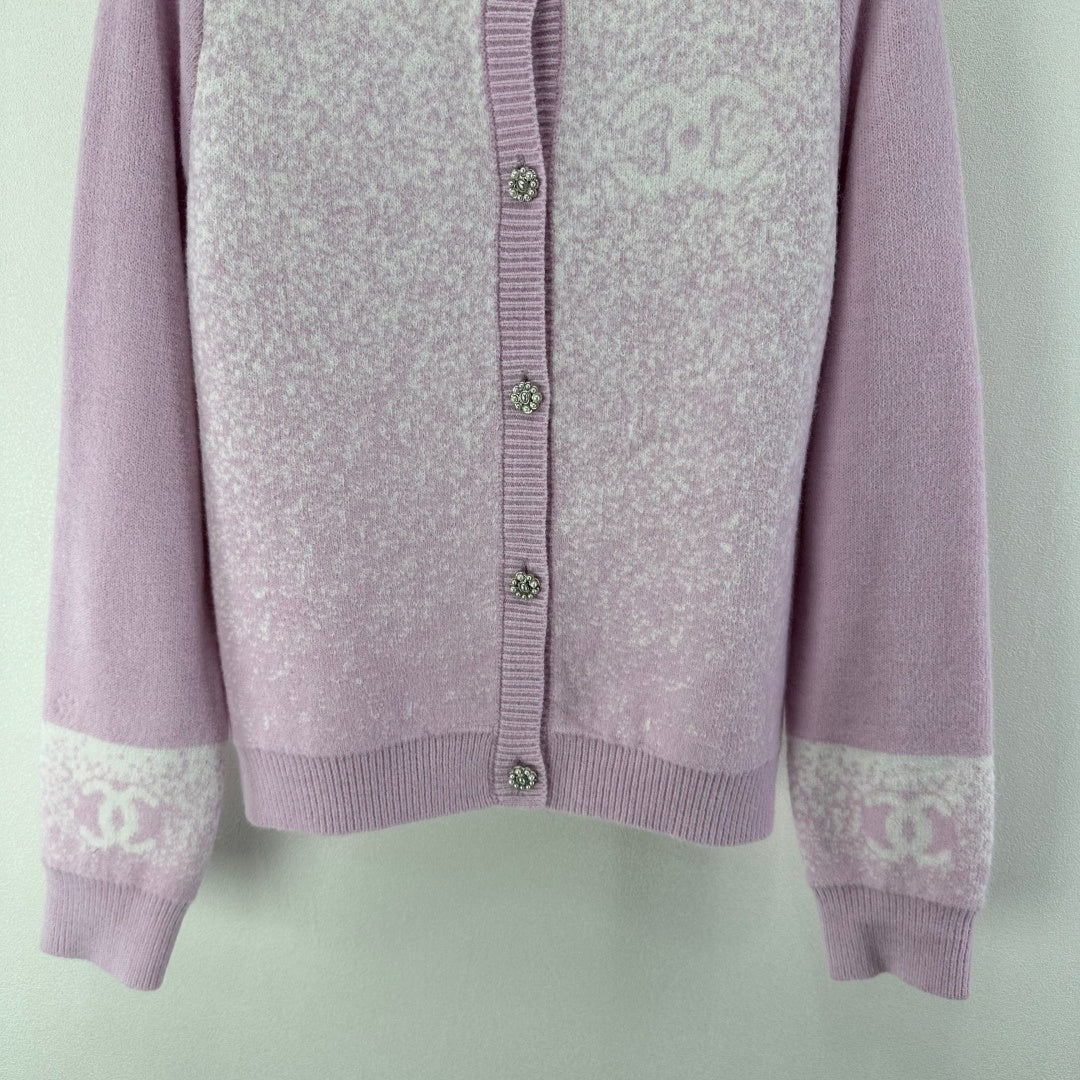 Chanel 2025 Knitted Cardigan Pink Wool 329297