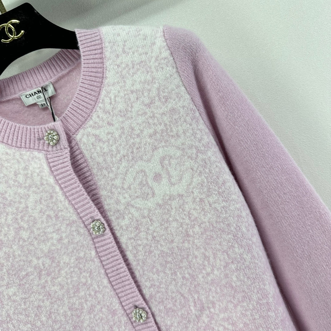 Chanel 2025 Knitted Cardigan Pink Wool 329297