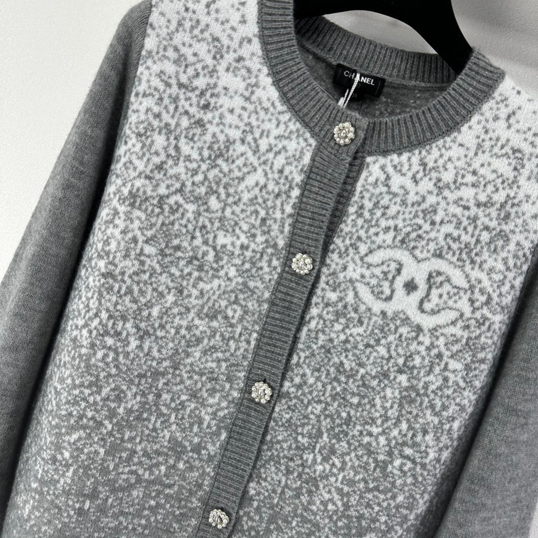 Chanel 2025 Knitted Cardigan Gray Wool 329294