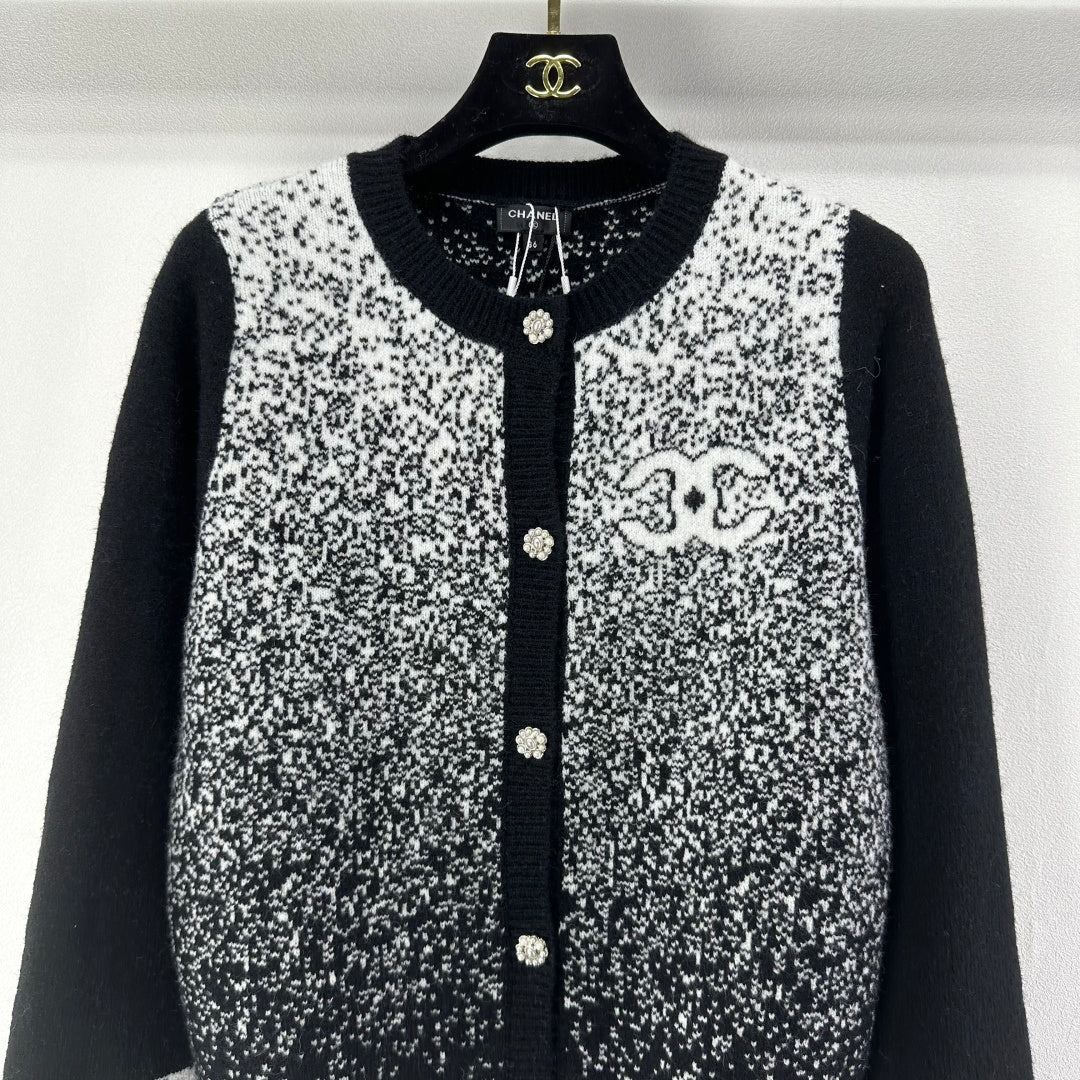 Chanel 2025 Knitted Cardigan Black Wool 329292