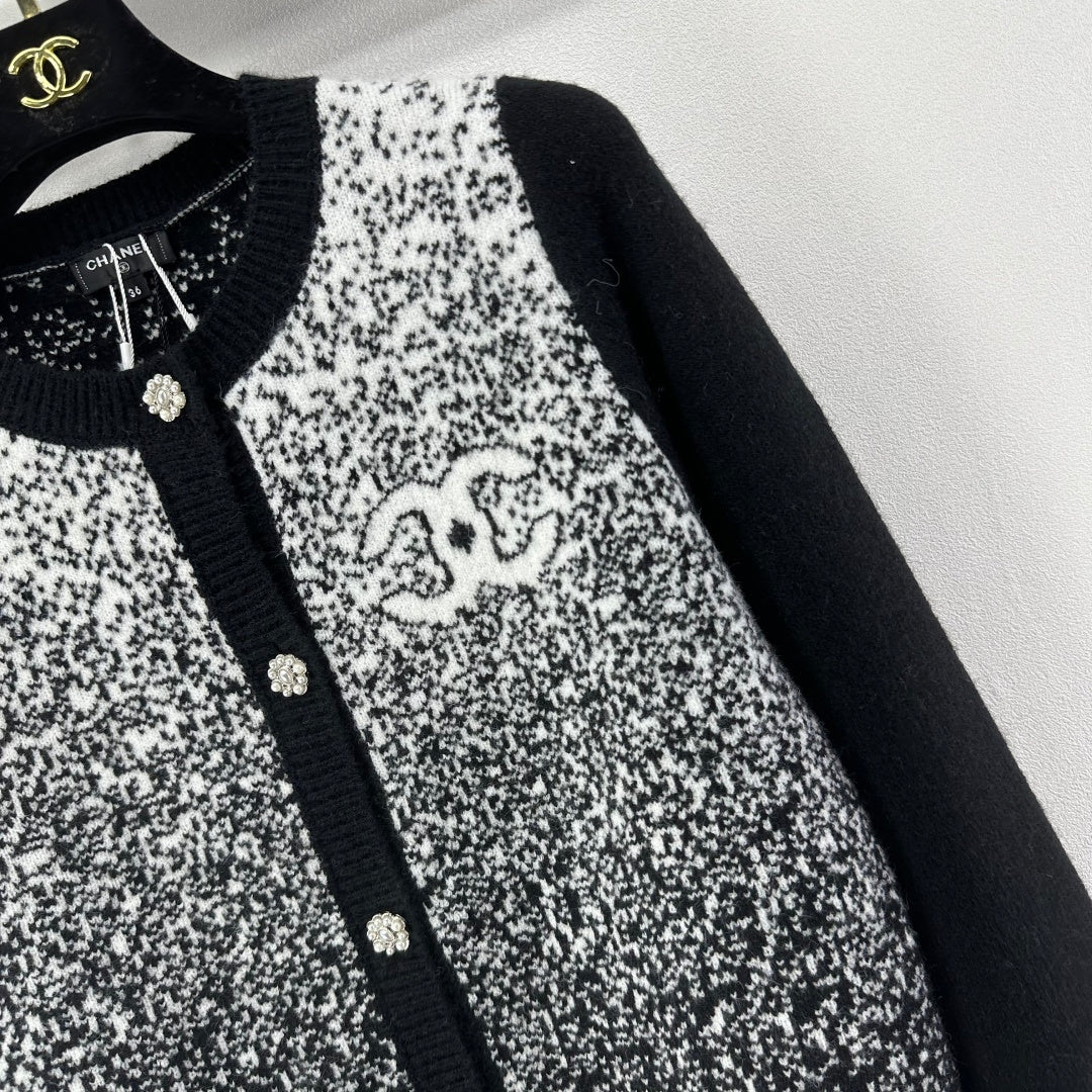 Chanel 2025 Knitted Cardigan Black Wool 329292