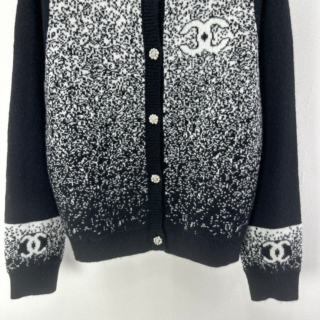 Chanel 2025 Knitted Cardigan Black Wool 329292