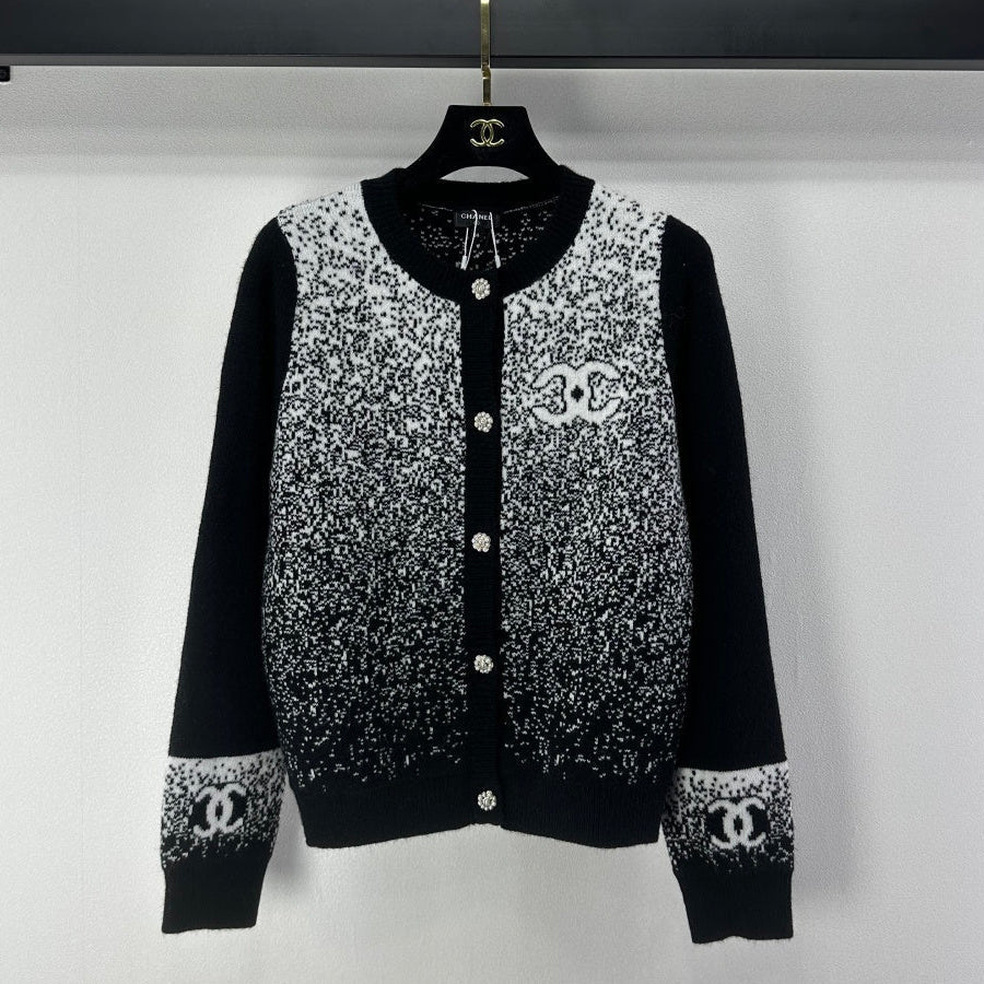 Chanel 2025 Knitted Cardigan Black Wool 329292