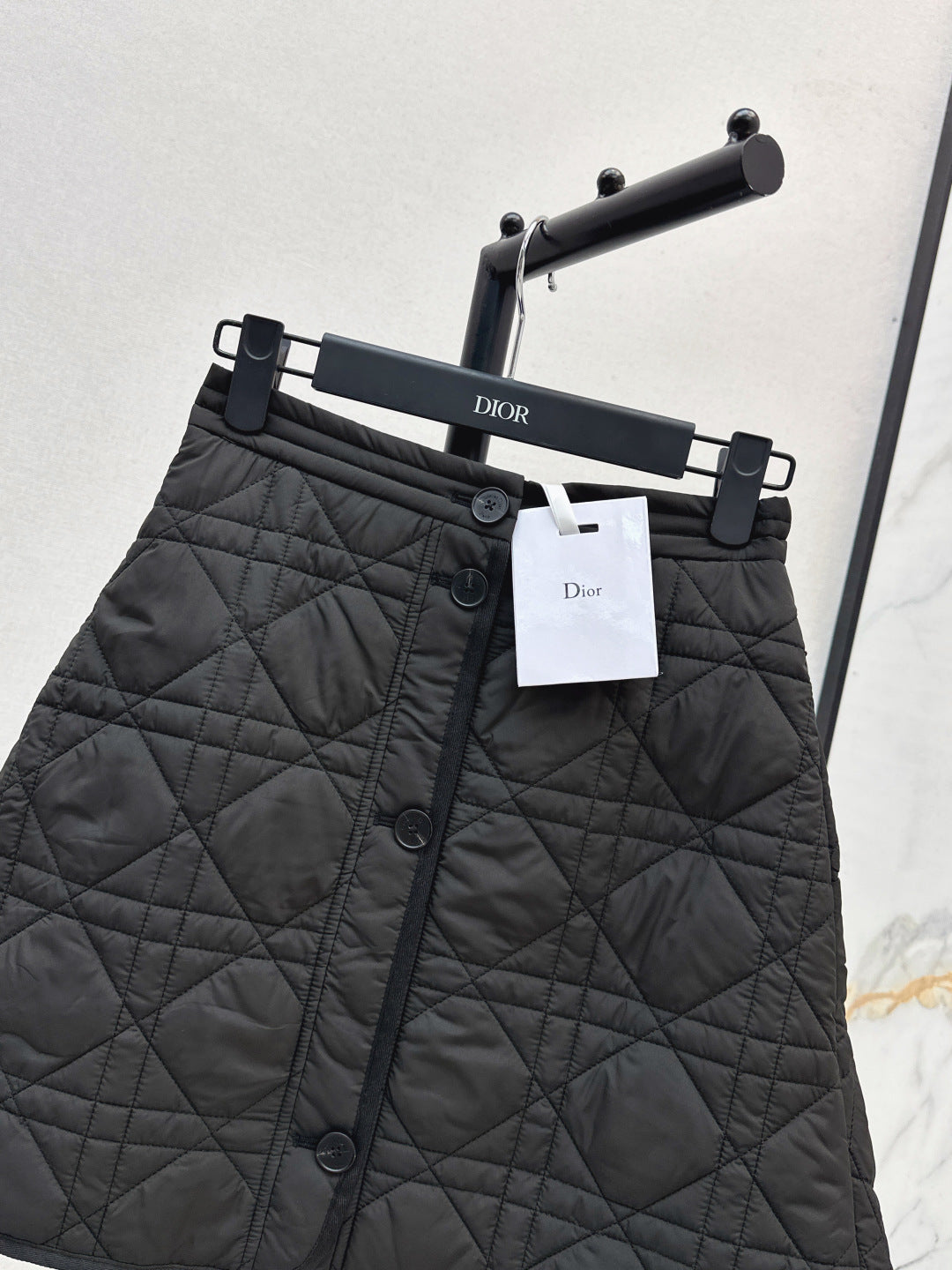CD 25 Plaid Quilted Lapel Set Black Cotton