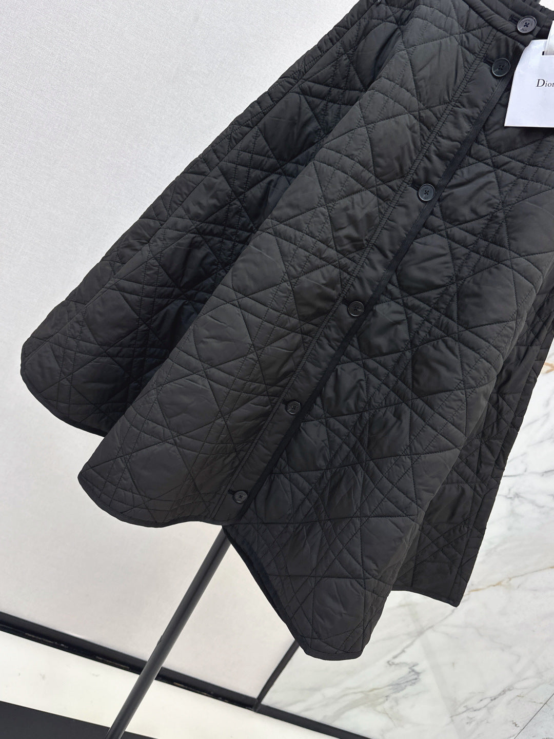 CD 25 Plaid Quilted Lapel Set Black Cotton