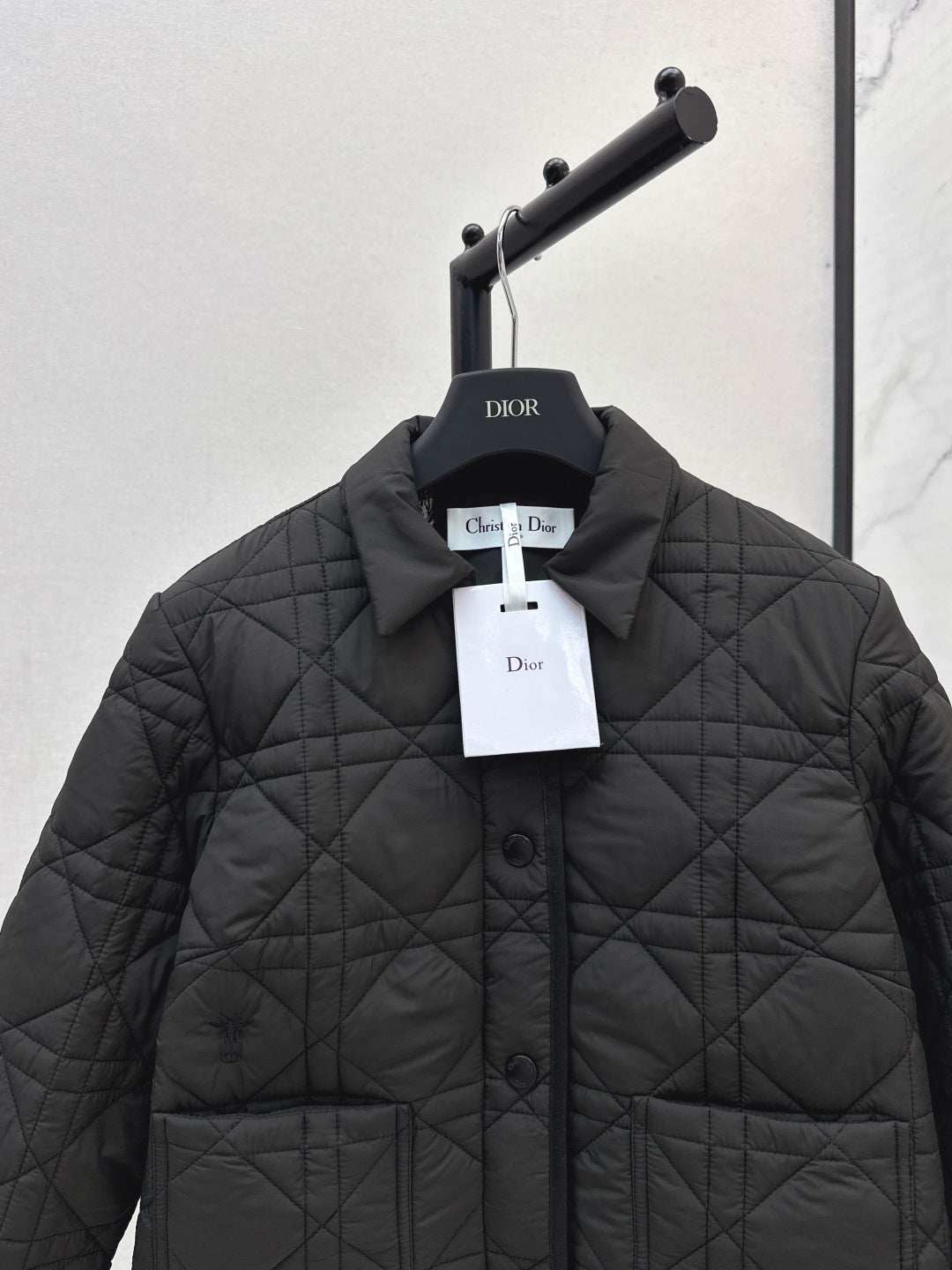 CD 25 Plaid Quilted Lapel Set Black Cotton