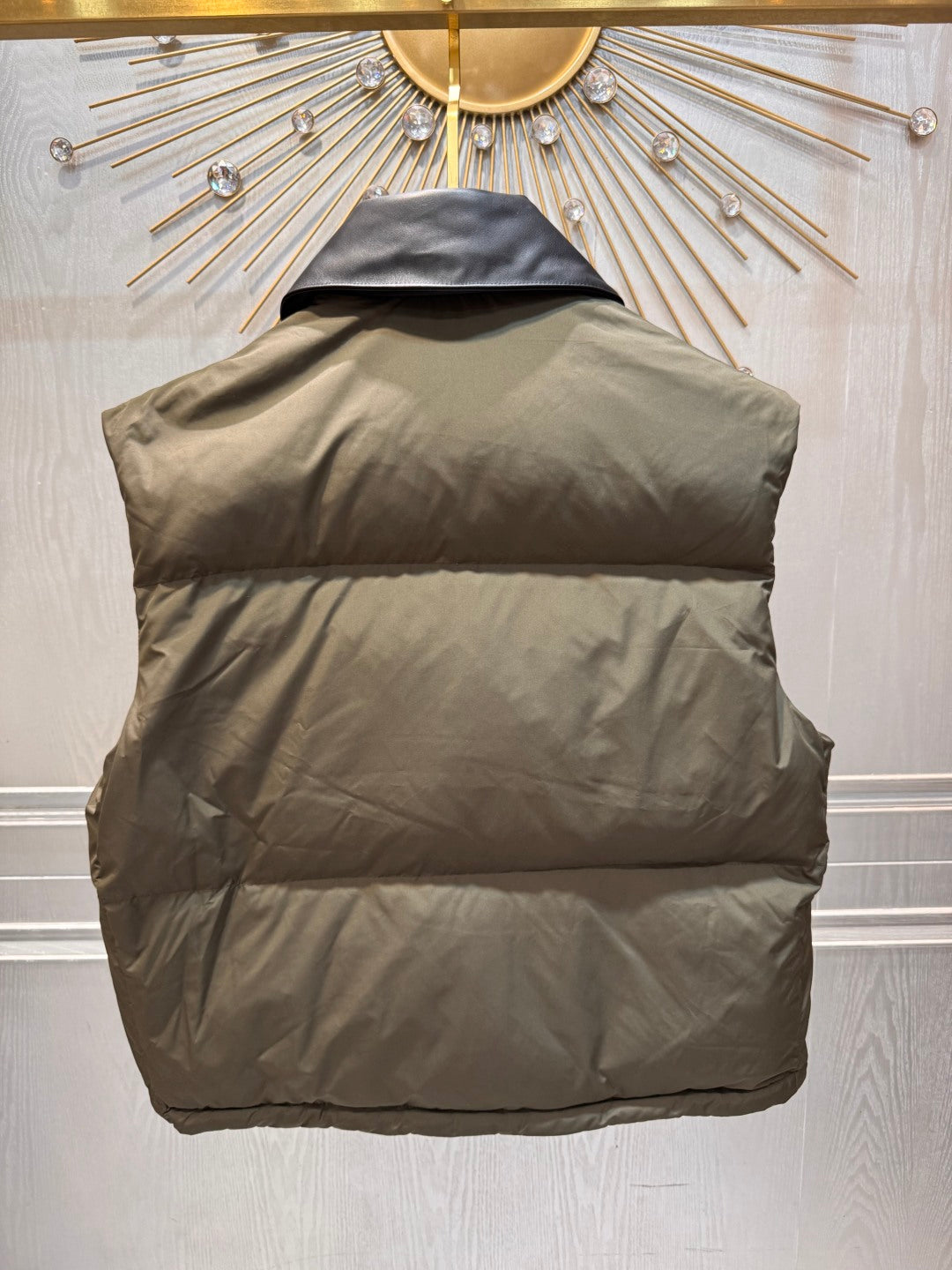 Miu Miu 25 Sleeveless Down Vest Olive Green Black Polyester