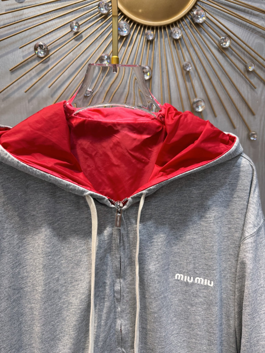 Miu Miu 25 Jacket Red Gray Cotton