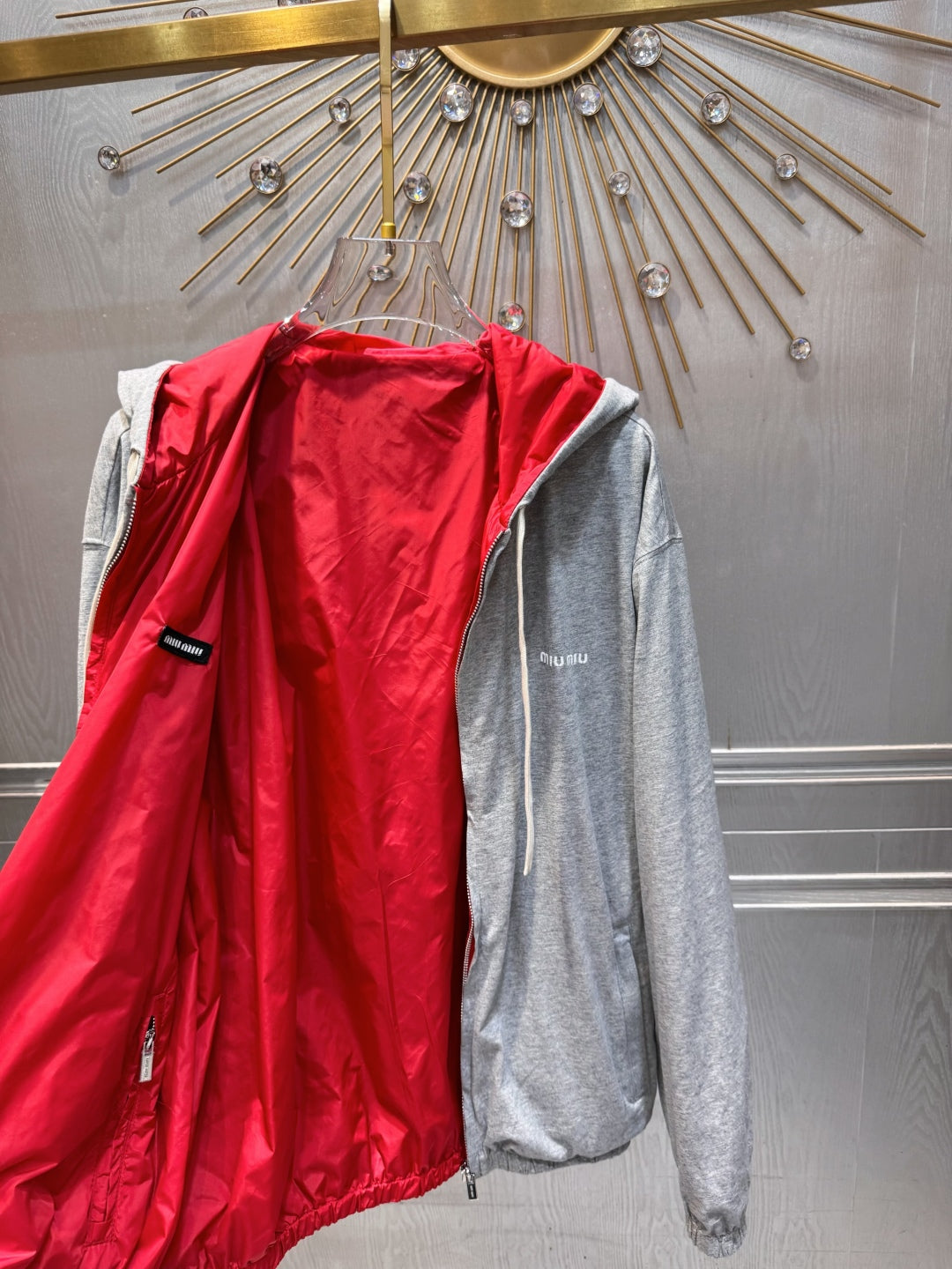 Miu Miu 25 Jacket Red Gray Cotton