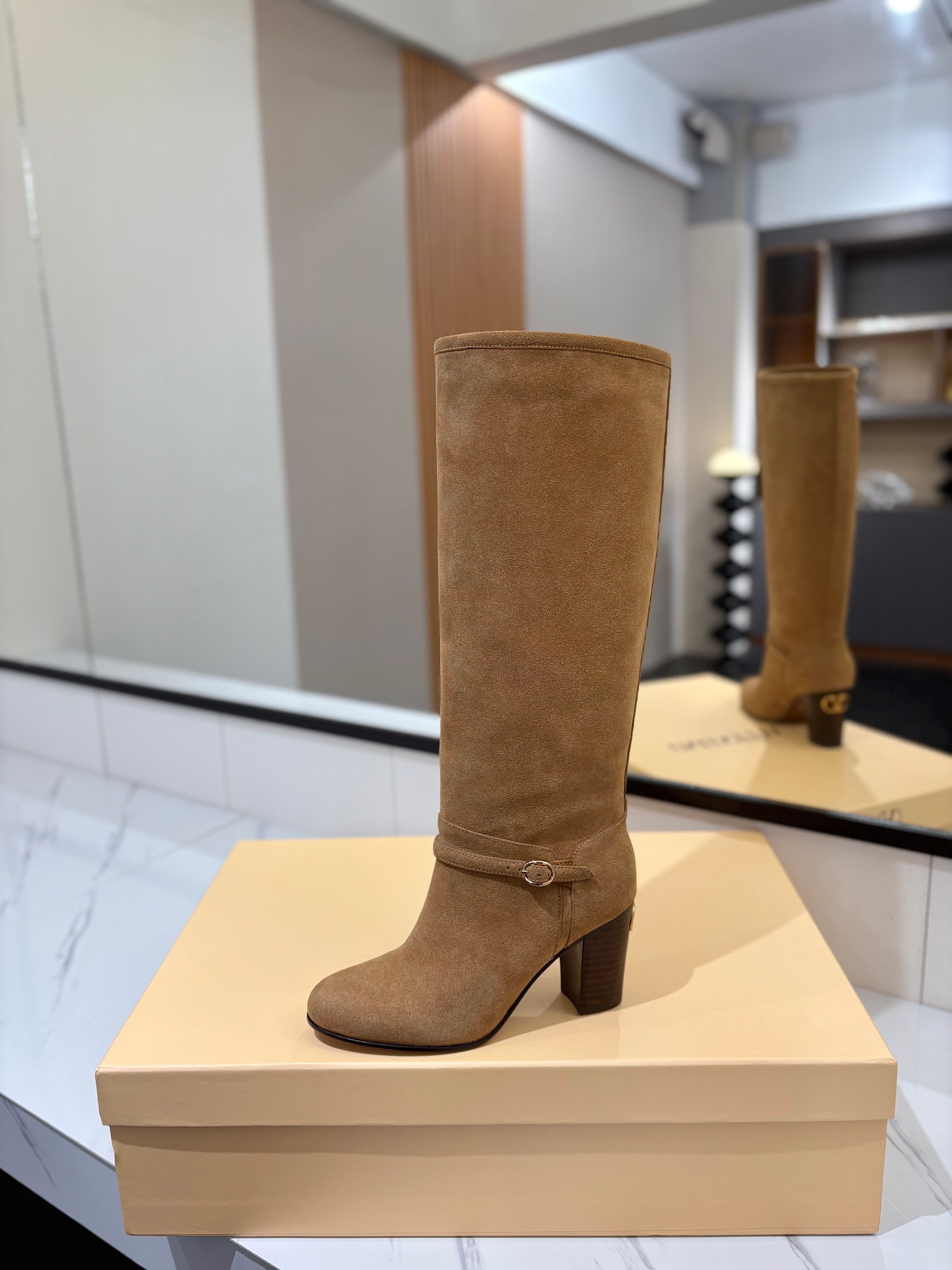 Valentino 2025 Pattie High Boot Tan Suede 560738